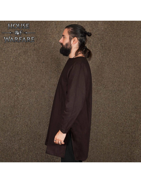 Túnica viking e medieval de algodão -...