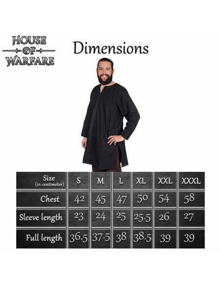 Túnica viking e medieval de algodão -...