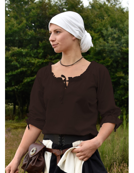 Blusa medieval mulher Birga, castanho