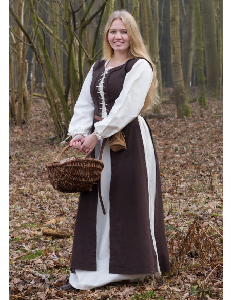 Vestido Medieval Marit com Corda, marrom