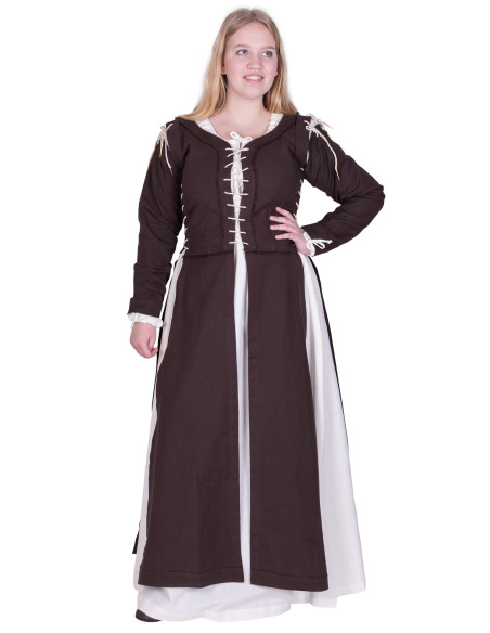 Vestido Medieval Marit com Corda, marrom