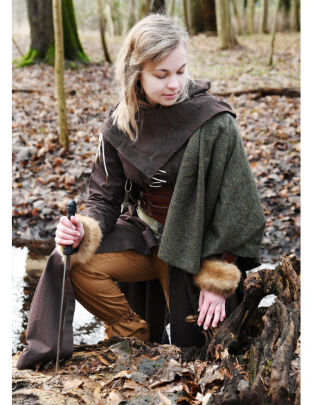 Vestido Medieval Marit com Corda, marrom