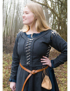 Vestido Medieval Marit com Renda, azul escuro 2
