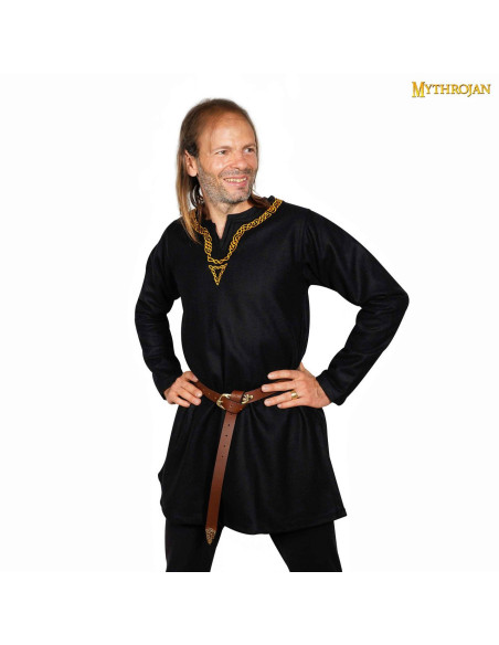 Túnica Viking na gola canelada - preta