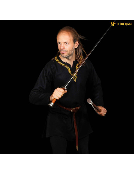 Túnica Viking na gola canelada - preta
