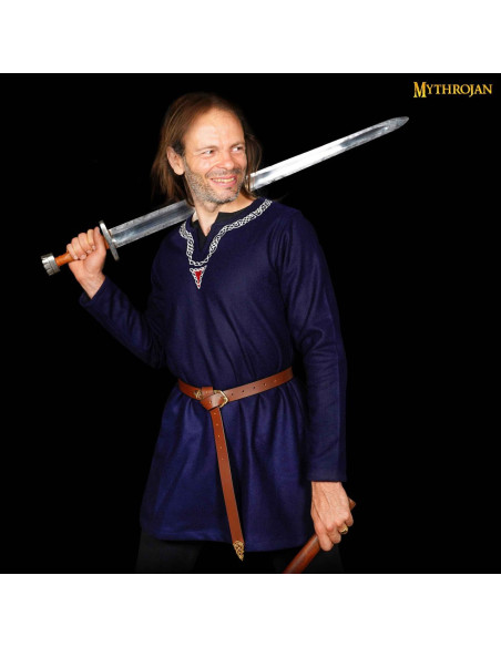 Túnica Viking na gola canelada - azul