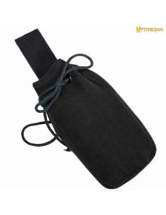 Bolsa mendigo medieval preta com atacadores (20,3x16,5 cm.)