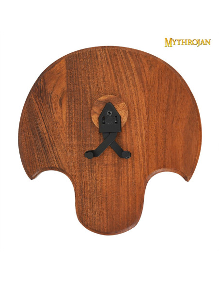 Suporte, madeira e metal, com ameias...