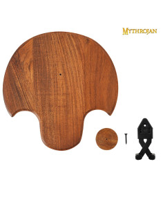 Suporte, madeira e metal, com ameias para pendurar espada... 2