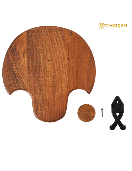 Suporte, madeira e metal, com ameias...