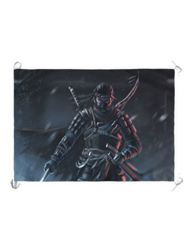 Banner-Bandeira Jin Sakai de Ghost Of Tsushima
 Material-Cetim