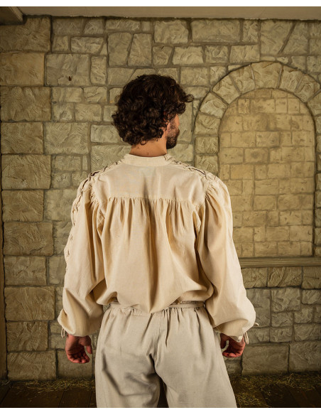 Camisa creme medieval com laços...