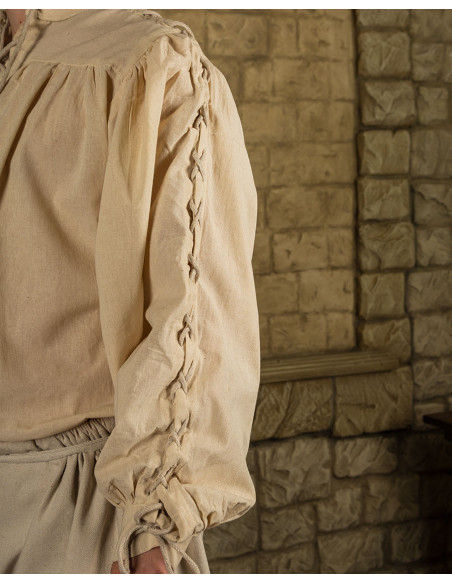 Camisa creme medieval com laços...