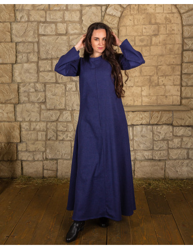 Túnica azul medieval modelo Alina, em algodão
