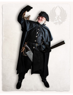 Manto medieval gola alta modelo Bron - preto 2