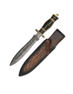 Faca esportiva aço damasco com bainha
