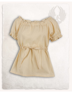 Blusa medieval Kalina, cor creme, em algodão 2