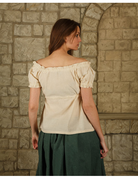 Blusa medieval Kalina, cor creme, em...