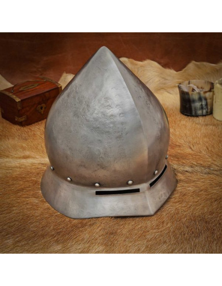 Capacete medieval, tipo bule,...