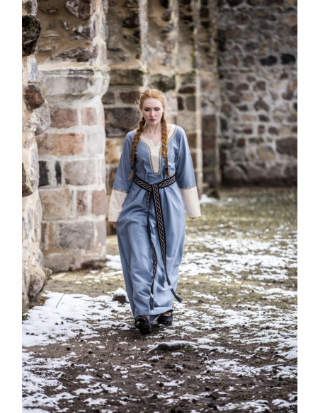 Vestido longo Viking Freya, cor azul