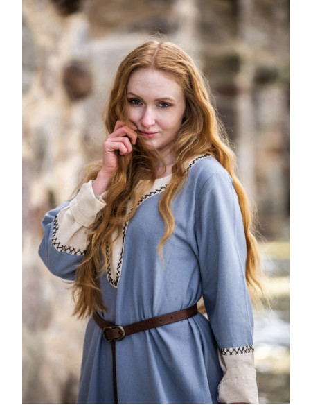 Vestido longo Viking Freya, cor azul