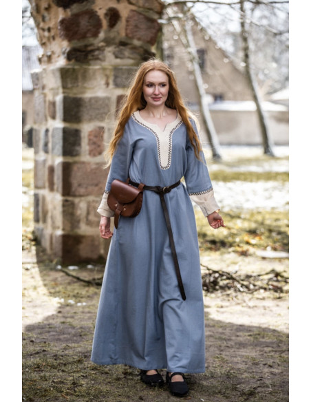 Vestido longo Viking Freya, cor azul