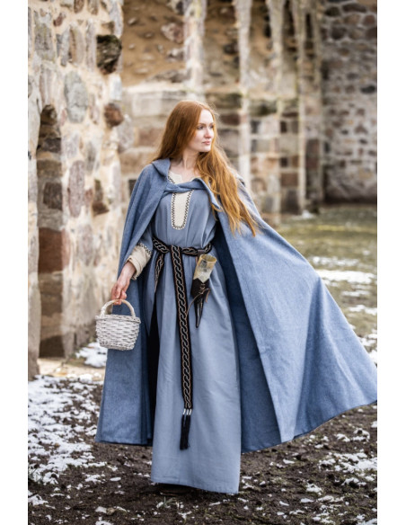 Vestido longo Viking Freya, cor azul