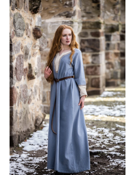 Vestido longo Viking Freya, cor azul