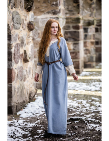 Vestido longo Viking Freya, cor azul