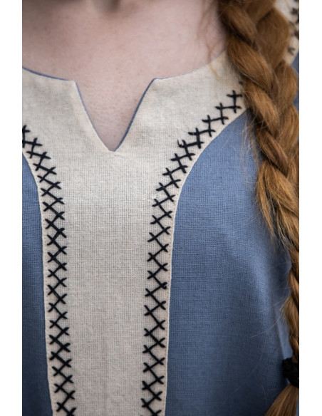 Vestido longo Viking Freya, cor azul