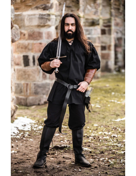 Camisa medieval modelo Ulrich, cor preta