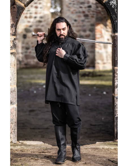 Camisa medieval modelo Ulrich, cor preta