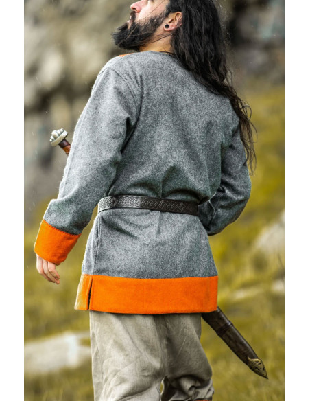 Túnica Viking de lã modelo Roland, cinza