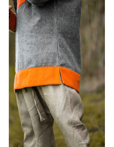 Túnica Viking de lã modelo Roland, cinza