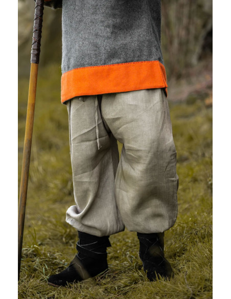 Túnica Viking de lã modelo Roland, cinza