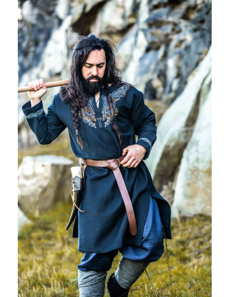 Snorri Viking Túnica com Bordado à...