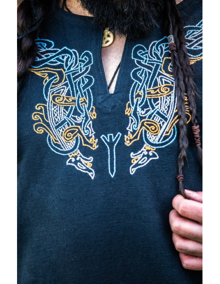 Snorri Viking Túnica com Bordado à...