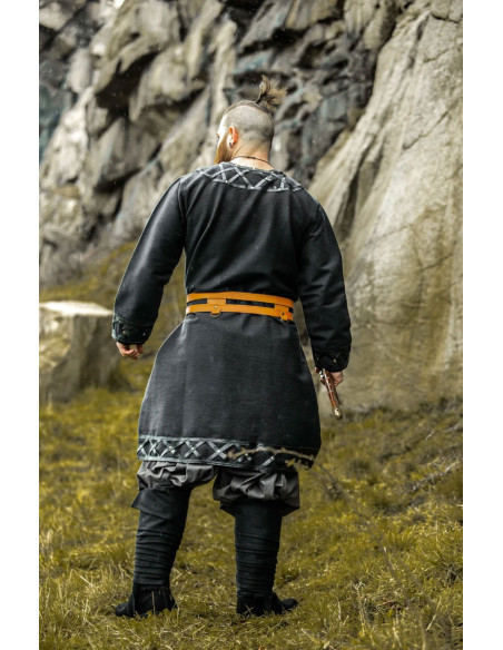 Erik Túnica Viking Decorada Preta
