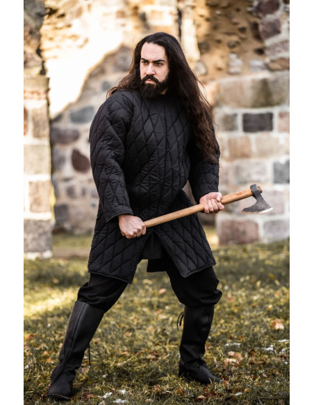 Gambeson medieval acolchoado preto, Nils