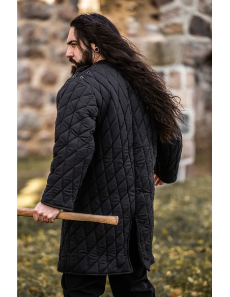 Gambeson medieval acolchoado preto, Nils