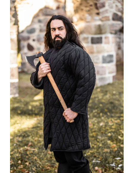 Gambeson medieval acolchoado preto, Nils