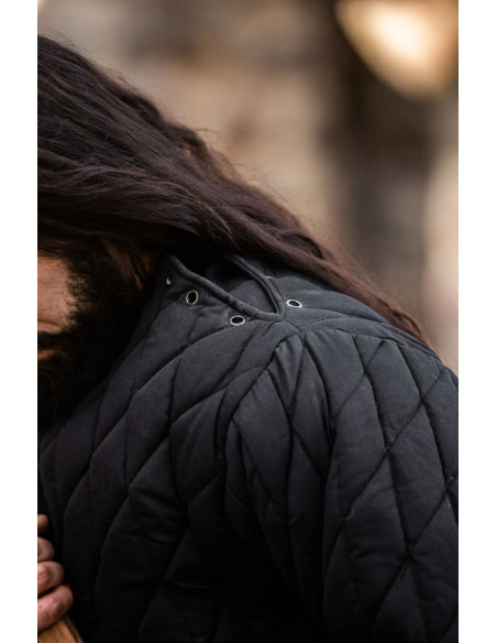 Gambeson medieval acolchoado preto, Nils