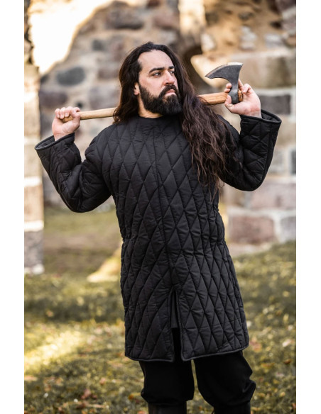 Gambeson medieval acolchoado preto, Nils