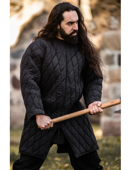 Gambeson medieval acolchoado preto, Nils