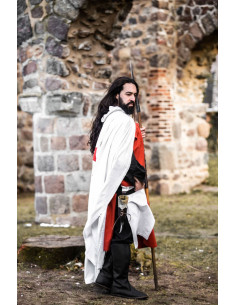 Capa templária branca com cruz vermelha nas costas 2