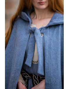 Manto medieval com capuz modelo Mila, azul 2