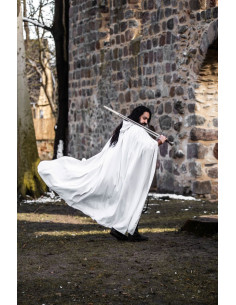 Capa medieval longa branca, modelo Gunnar