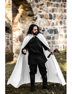 Capa medieval longa branca, modelo Gunnar 2