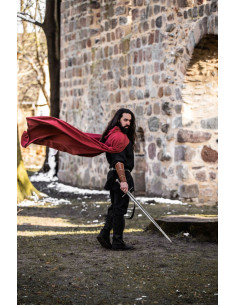 Capa medieval longa vermelha, modelo Gunnar 2