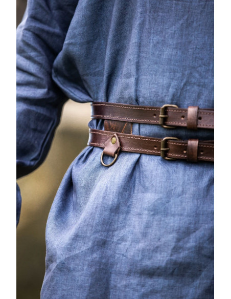 Cinto Viking duplo de couro, modelo...